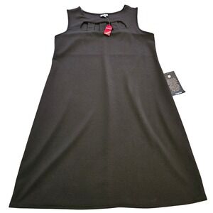 Avenue Black Textured Sleeveless Shift Dress Cutout Neckline Plus Size 14/16 NEW